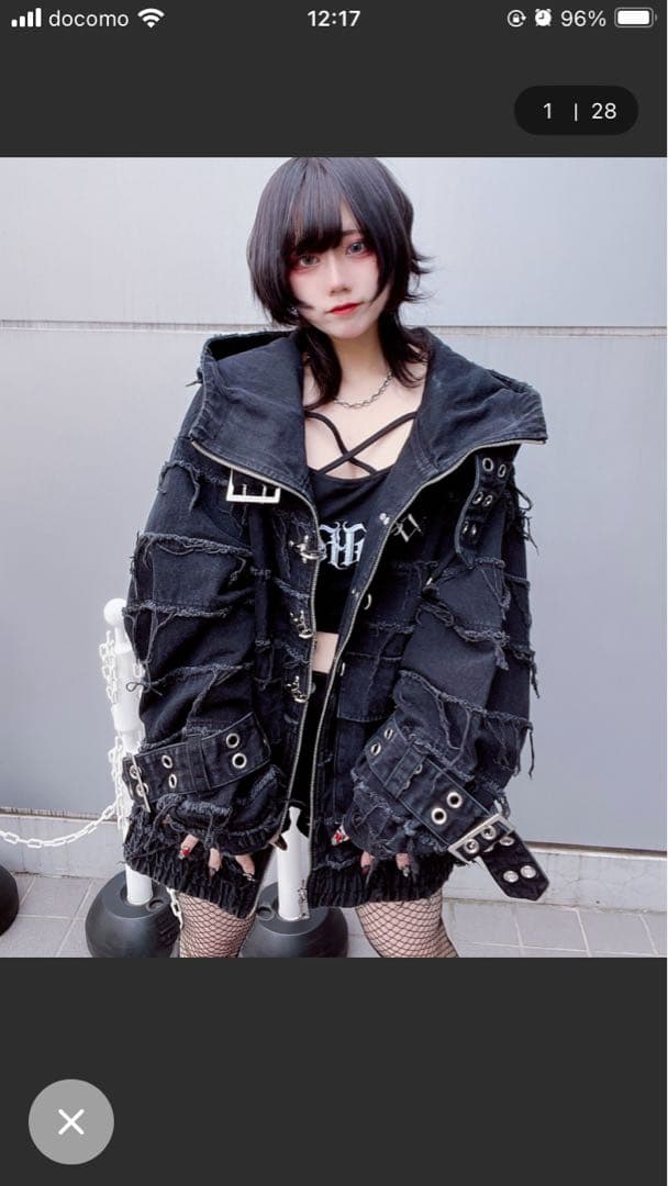 継ぎ接ぎベルト付きハイネックZIPパーカー/ジップアップパーカー