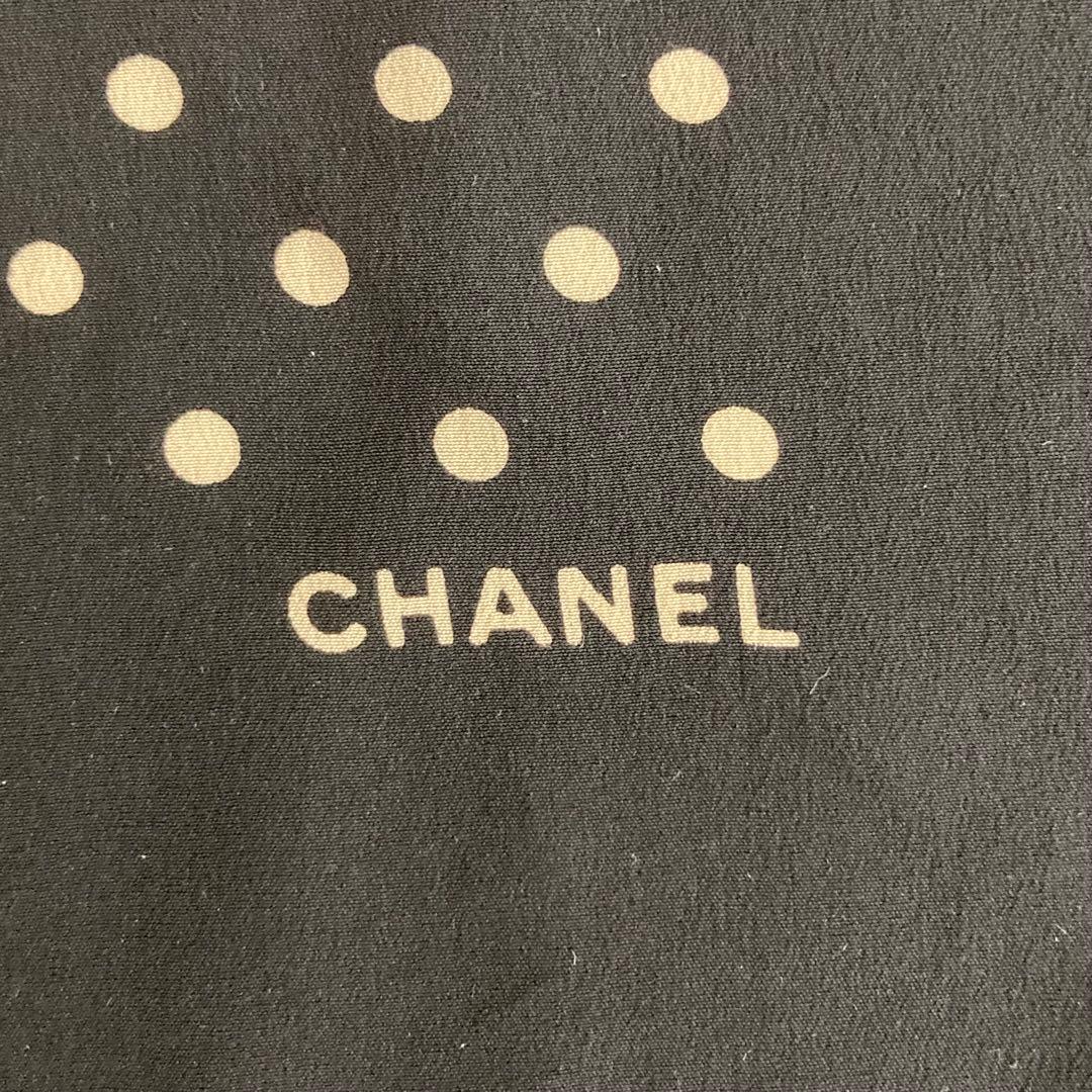 CHANEL シャネル ハンカチ ココマーク ドット柄 シルク ブラック