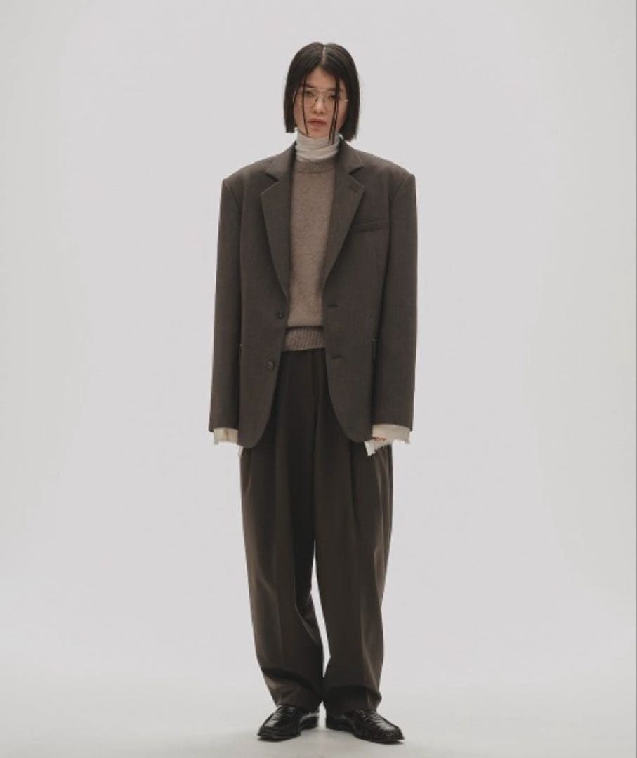 TODAYFUL Tapered Tuck Trousers ダークグレー