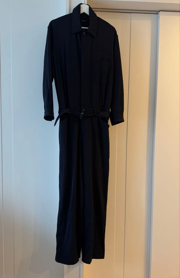 【超美品】Comoli ダークネイビー ウールギャバ オールインワン