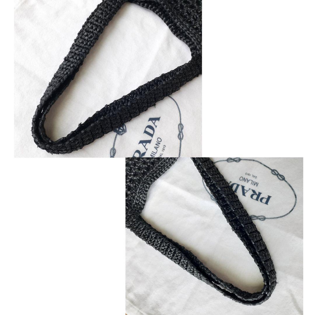 ⭐PRADA⭐　希少　美品　プラダ　ラフィア　トートバッグ　ブラック　かごバッグ