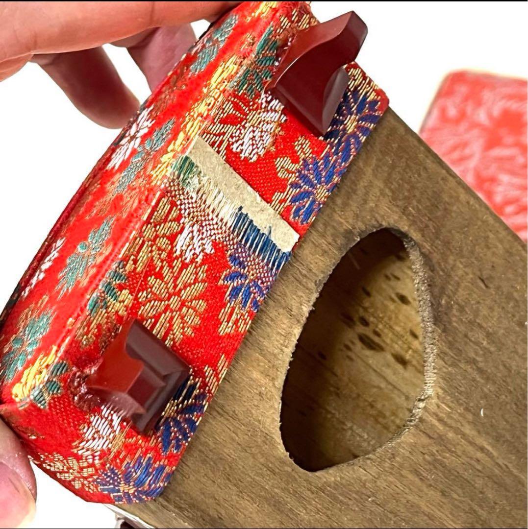 お琴 ミニサイズ 和楽器 13弦 音楽 和柄 赤 箱付き