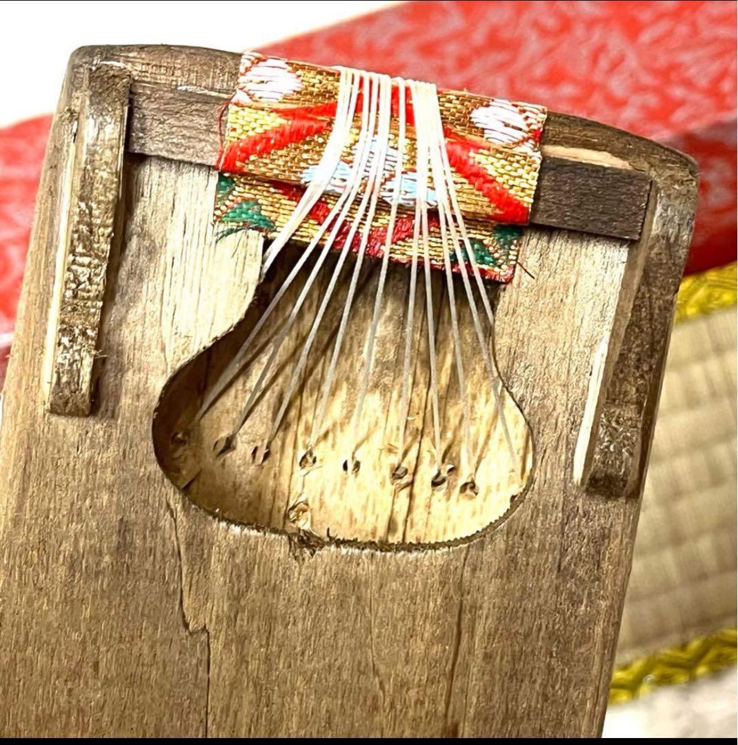 お琴 ミニサイズ 和楽器 13弦 音楽 和柄 赤 箱付き