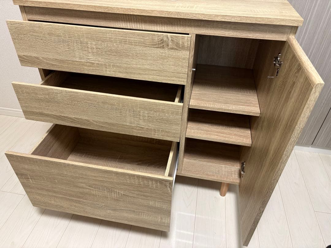 【あきら】LOWYA キャビネット サイドボード キッチンカウンター