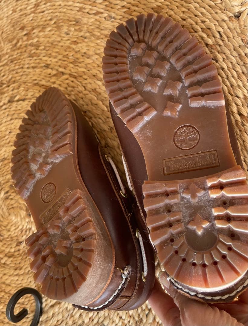 【美品】Timberland ブラウン レザーデッキシューズ