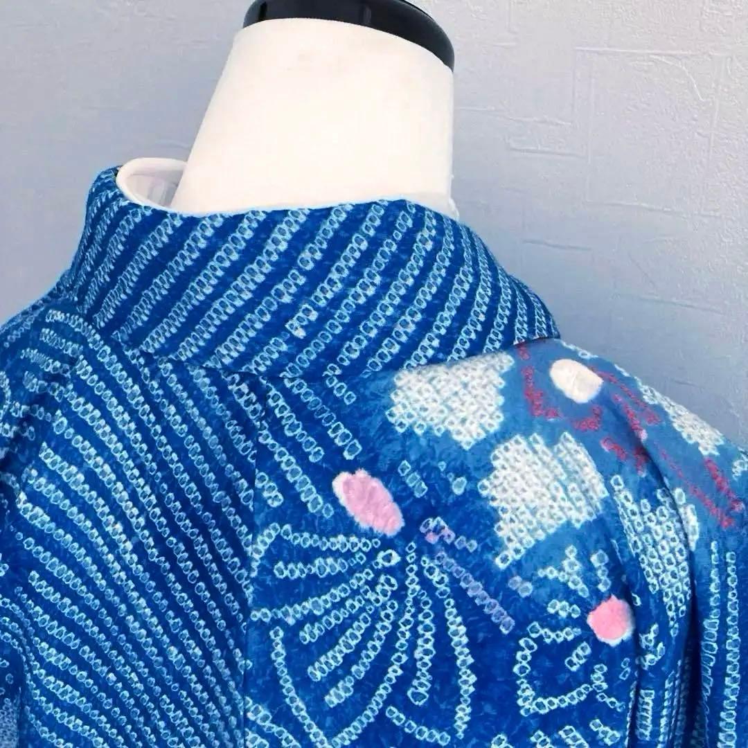 有松絞り　浴衣　鳴海絞り　未使用しつけ糸付　159cm 絞り浴衣　No.200