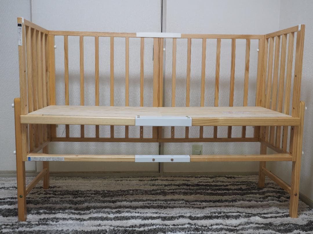 そいねーる３ ナチュラル　高さ調整可能 木製ベビーベッド マットレス付き