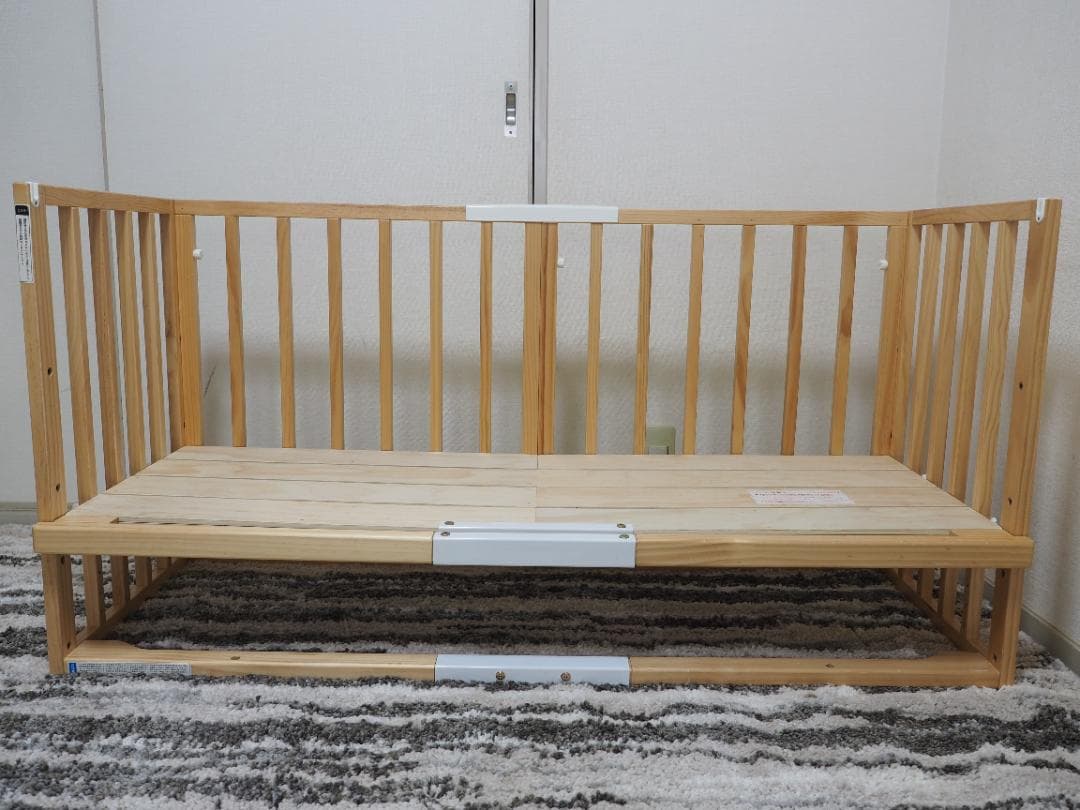 そいねーる３ ナチュラル　高さ調整可能 木製ベビーベッド マットレス付き