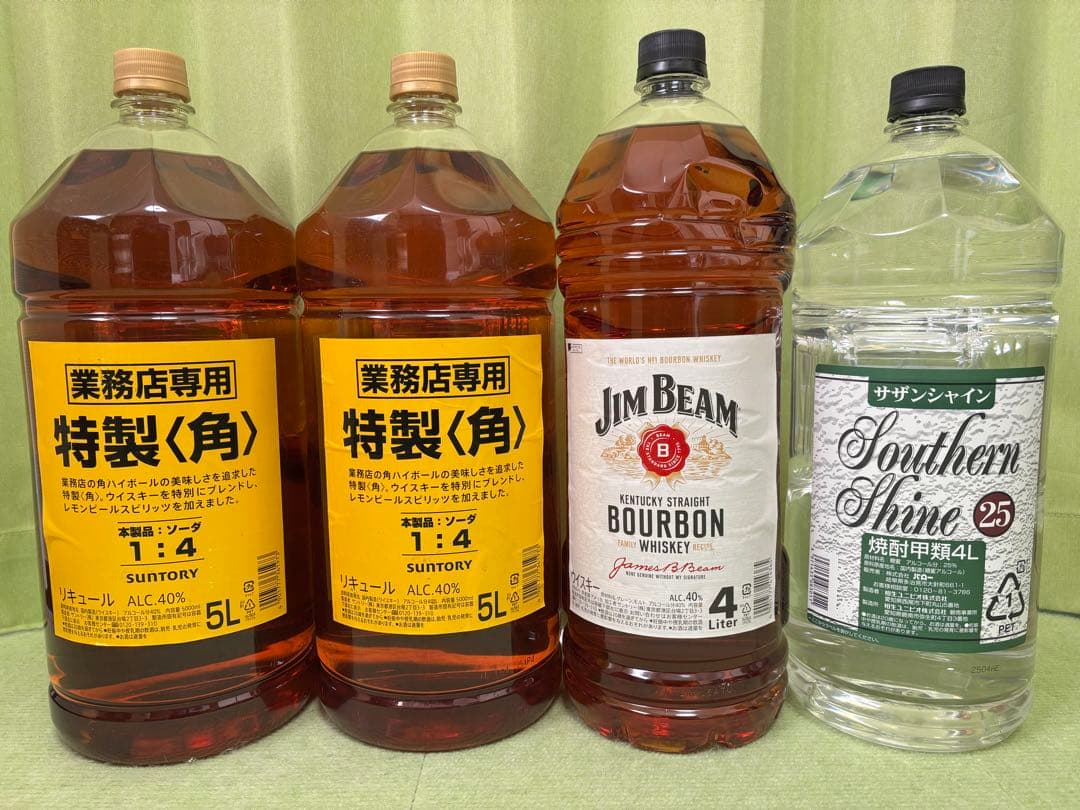 サントリー ウイスキー 角 5L×2本　ジムビーム 4L 焼酎甲類4L　ポンプ付