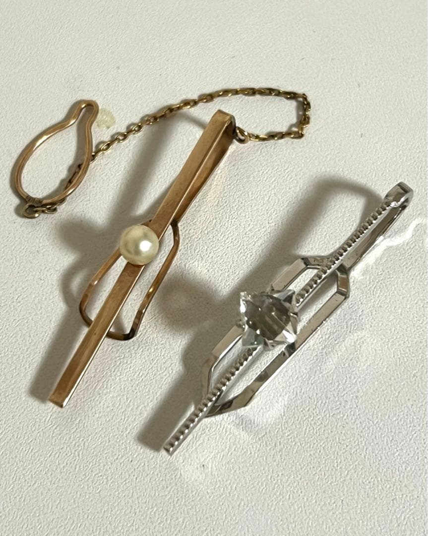 ネクタイピン　パールk10.とsilver 2個セット