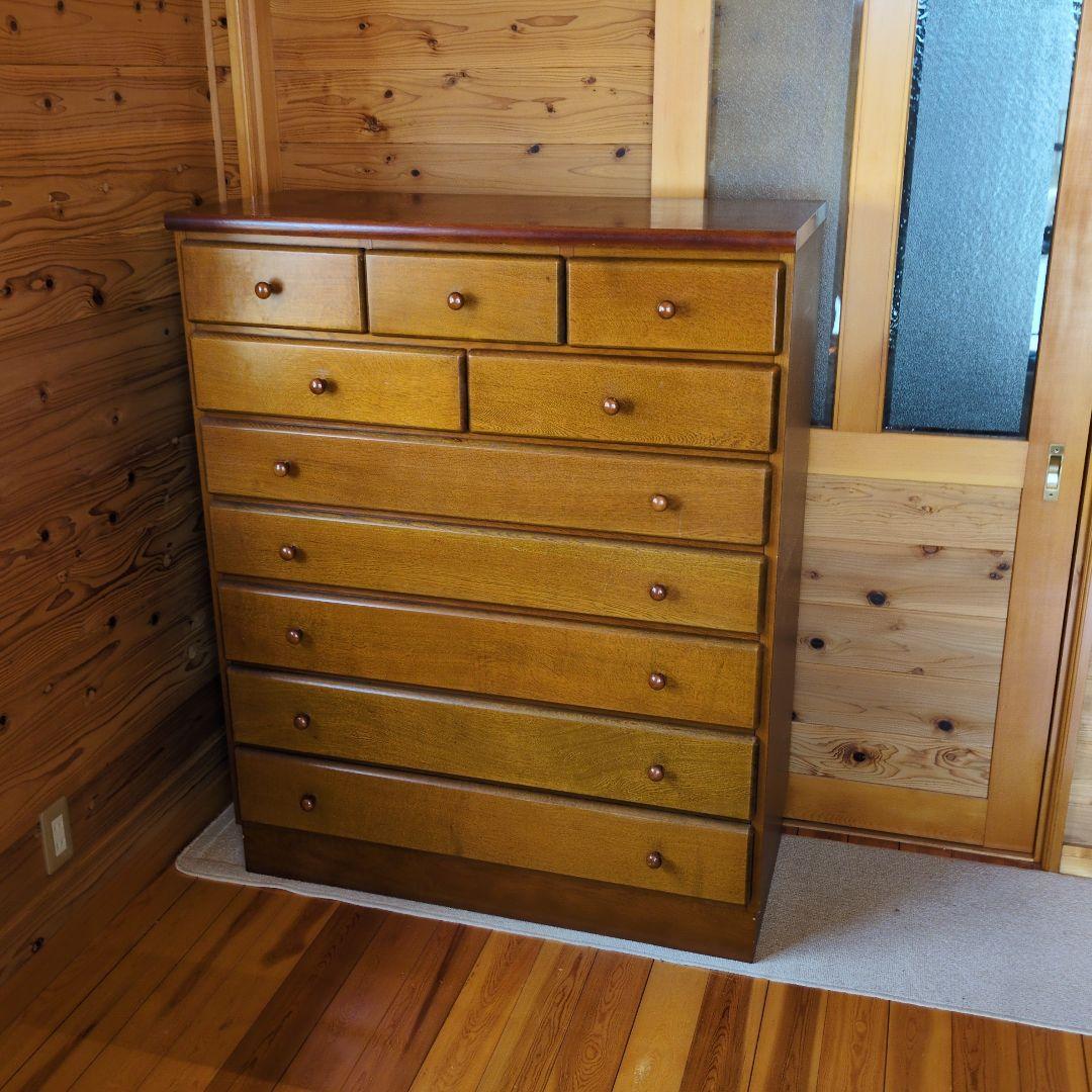 【レトロ味わい深いお引き取り発送対応】木製チェスト 10引き出し ウッドカラー