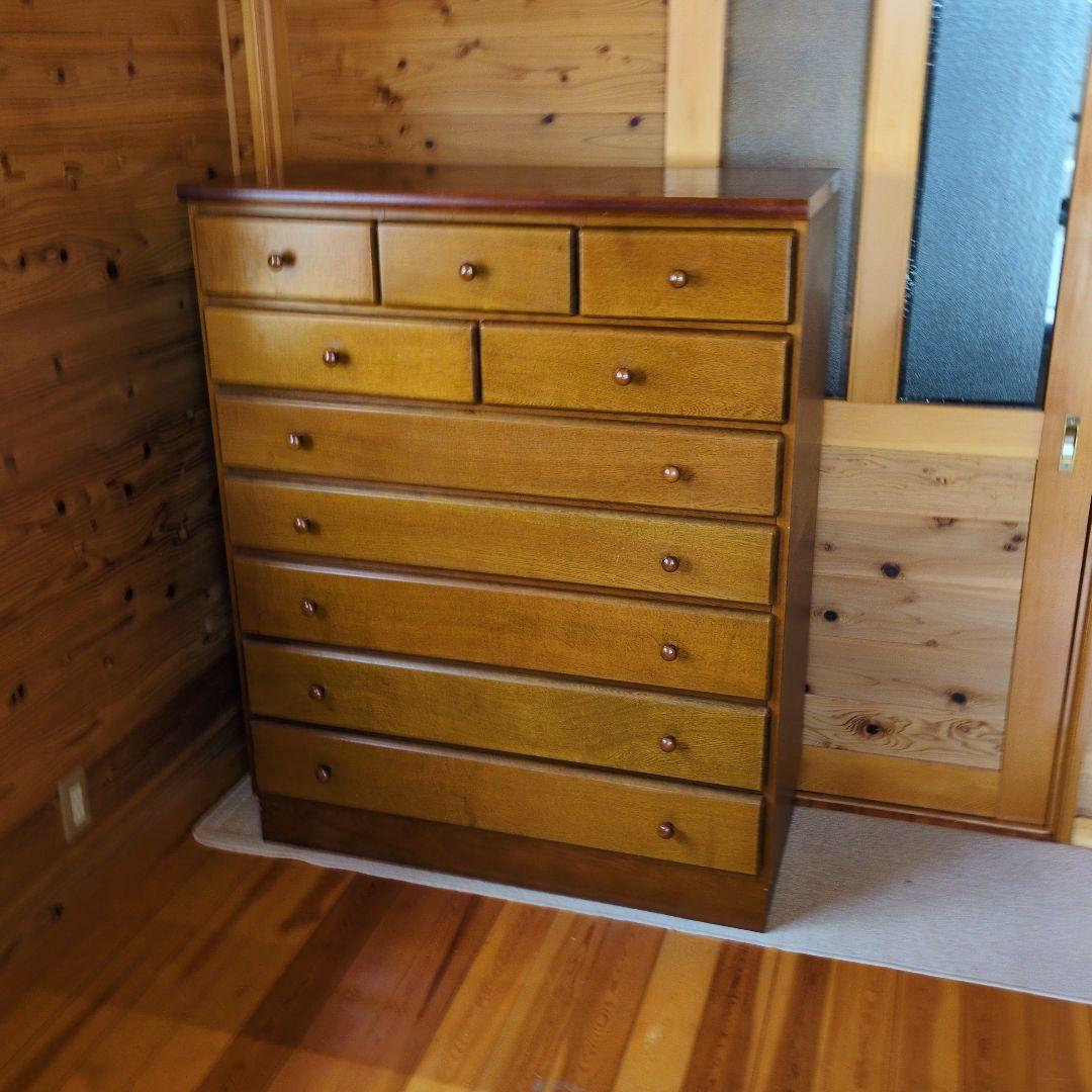 【レトロ味わい深いお引き取り発送対応】木製チェスト 10引き出し ウッドカラー