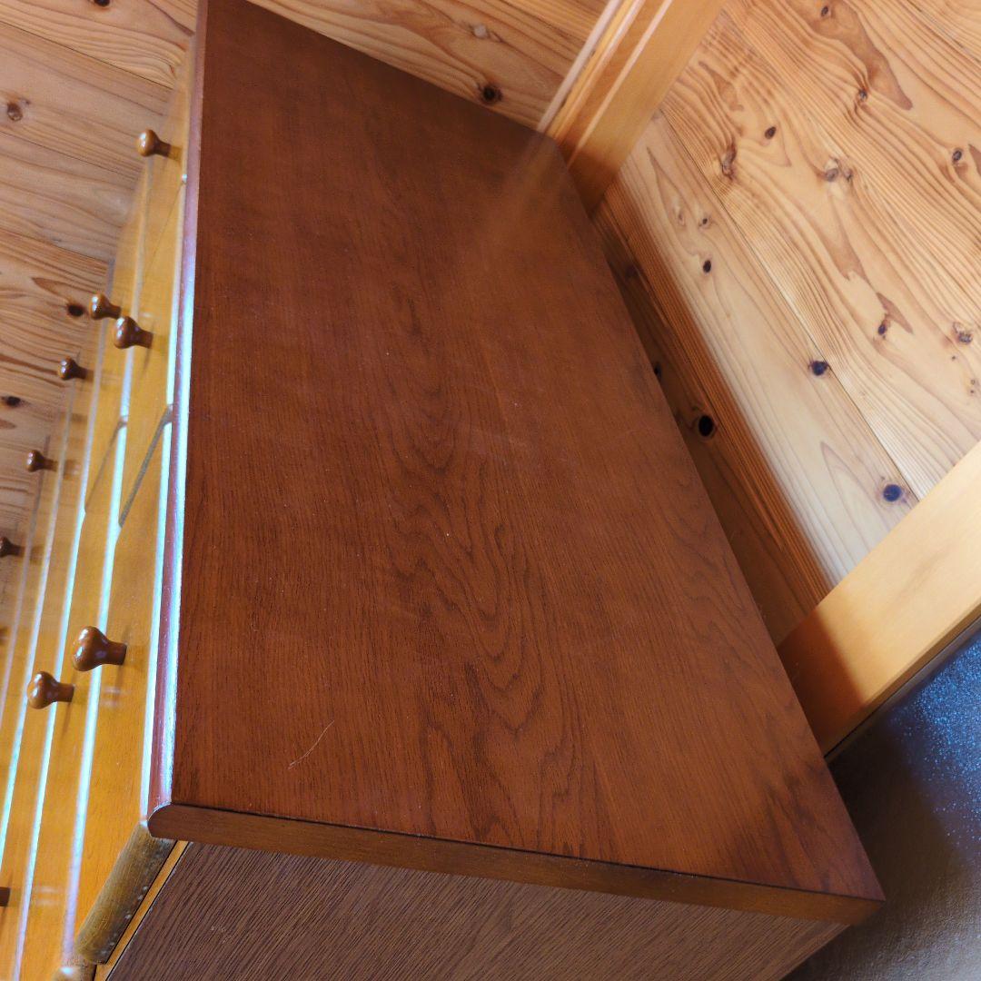 【レトロ味わい深いお引き取り発送対応】木製チェスト 10引き出し ウッドカラー