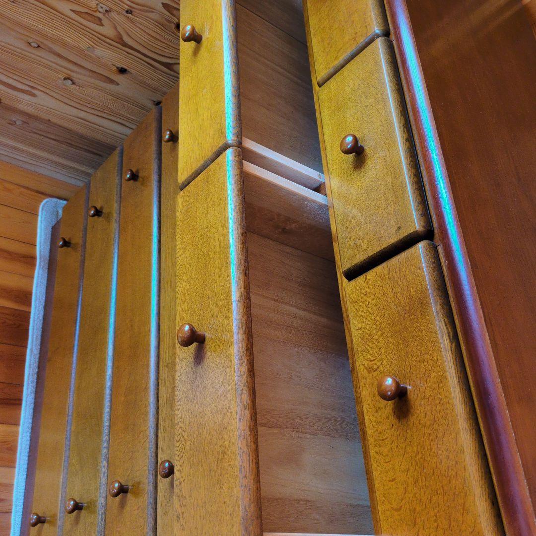 【レトロ味わい深いお引き取り発送対応】木製チェスト 10引き出し ウッドカラー