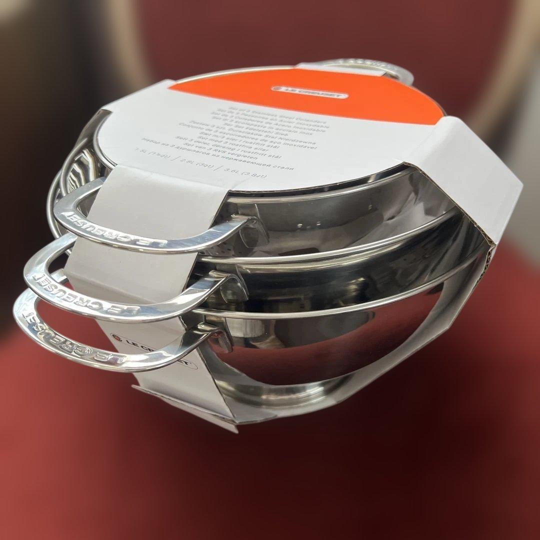 LE CREUSET ステンレス製コランダーセット 3個