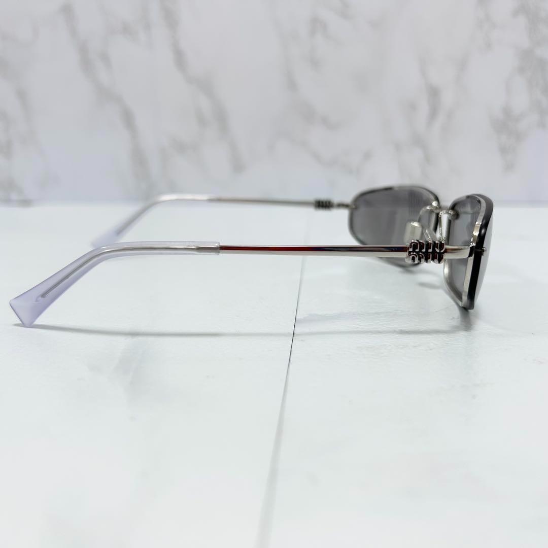 y2k miumiu リムレス サングラス ミラーレンズ シルバー