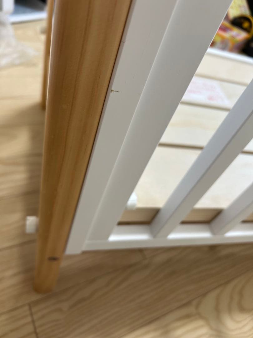 そいねーるⅢ ホワイト木製、布団セット、ベッドガード、サポートベルトあり