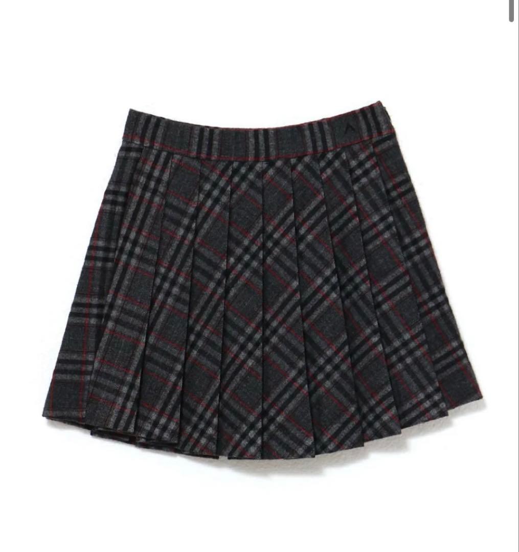 M即日発送ブラックMonica check pleats mini skirt