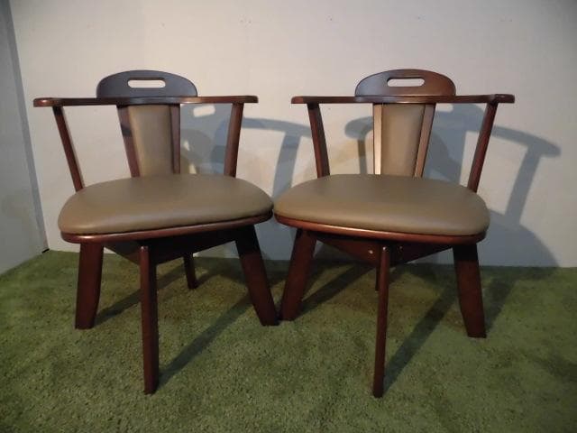 全国一律送料無料【展示品/新品】★高級回転肘付ダイニングチェア2脚セット