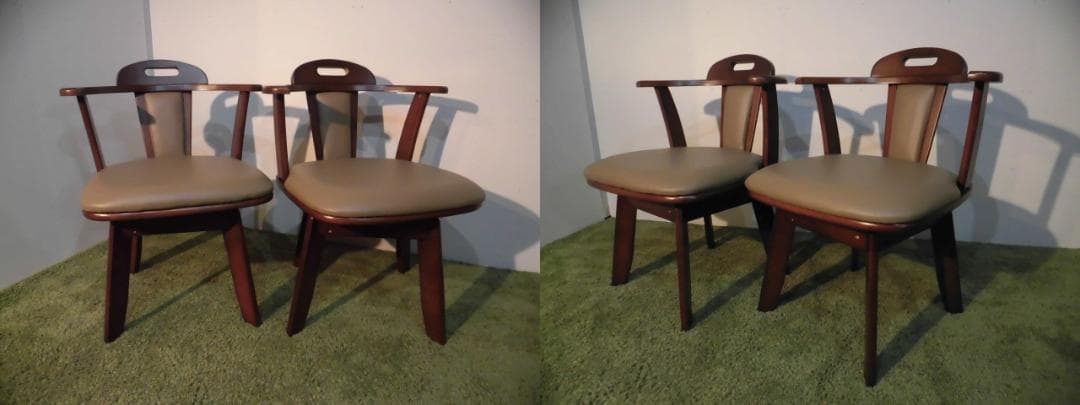 全国一律送料無料【展示品/新品】★高級回転肘付ダイニングチェア2脚セット