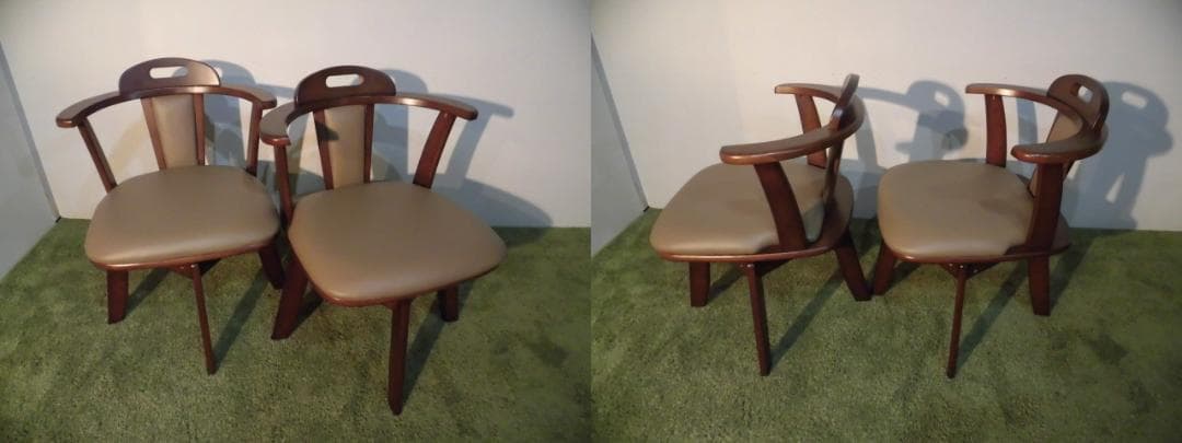 全国一律送料無料【展示品/新品】★高級回転肘付ダイニングチェア2脚セット