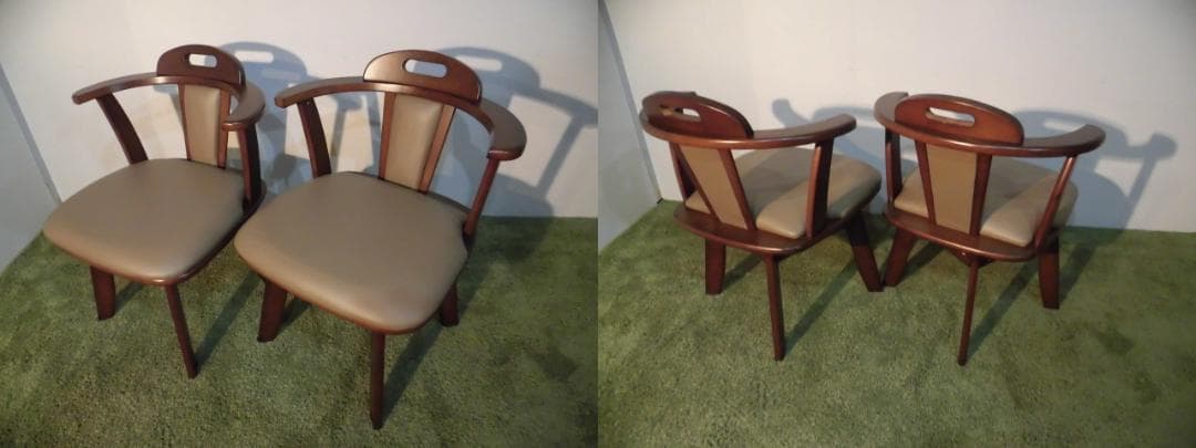 全国一律送料無料【展示品/新品】★高級回転肘付ダイニングチェア2脚セット