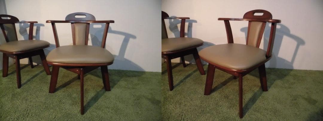 全国一律送料無料【展示品/新品】★高級回転肘付ダイニングチェア2脚セット