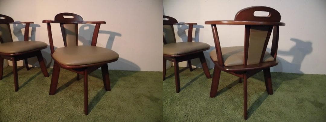 全国一律送料無料【展示品/新品】★高級回転肘付ダイニングチェア2脚セット