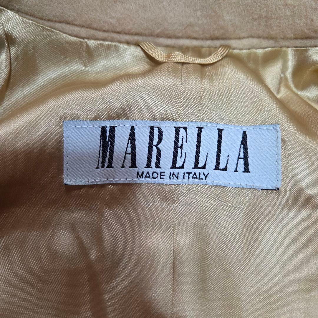 [美品]MARELLA フレアステンカラーコート カシミヤ混 40 ベージュ