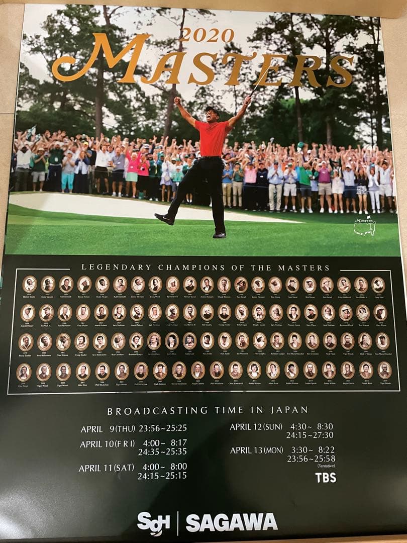 マスターズポスター　タイガーウッズ　2025 カレンダー付き