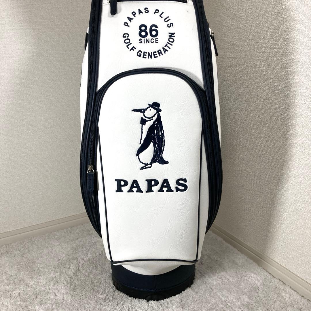 w1様PAPAS PLUS golf ゴルフバッグ ホワイト　パパスプラスゴルフ