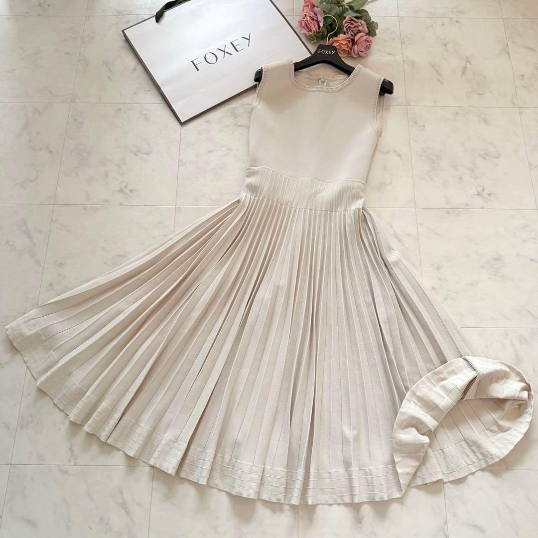 希少42★定価9.8万 フォクシー メトロノーム ニットワンピース フレア