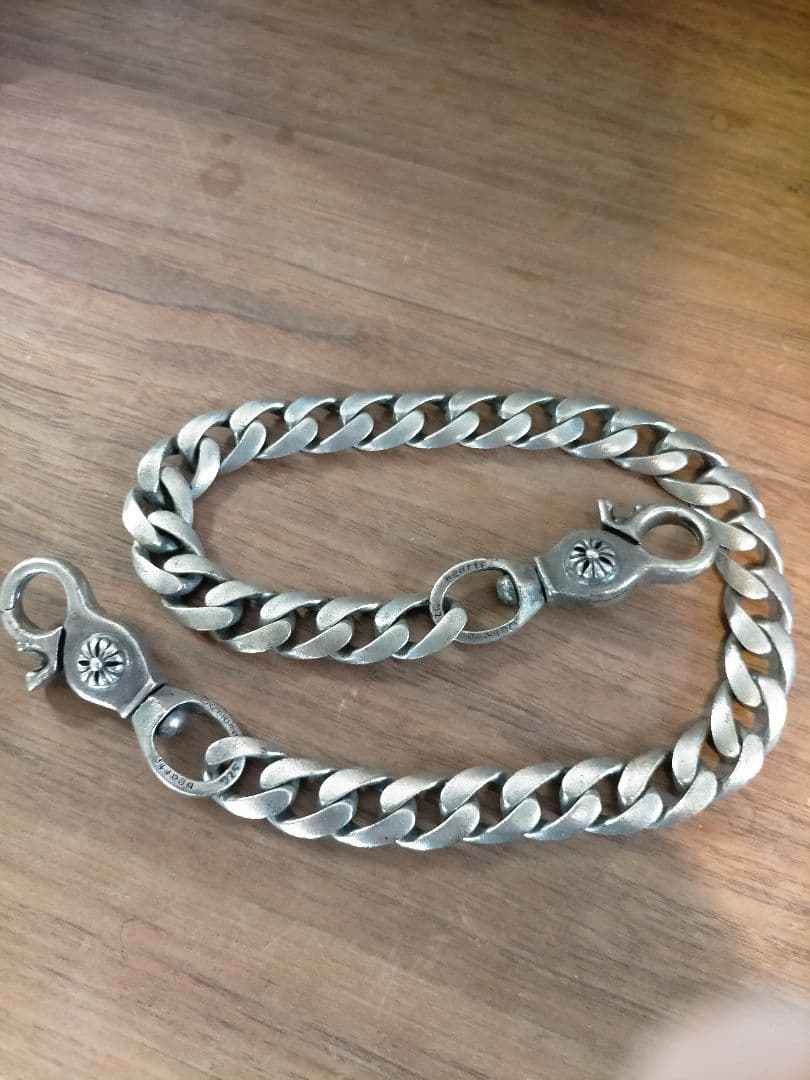 シルバー925クラシックウォレットチェーン ダブルクリップ