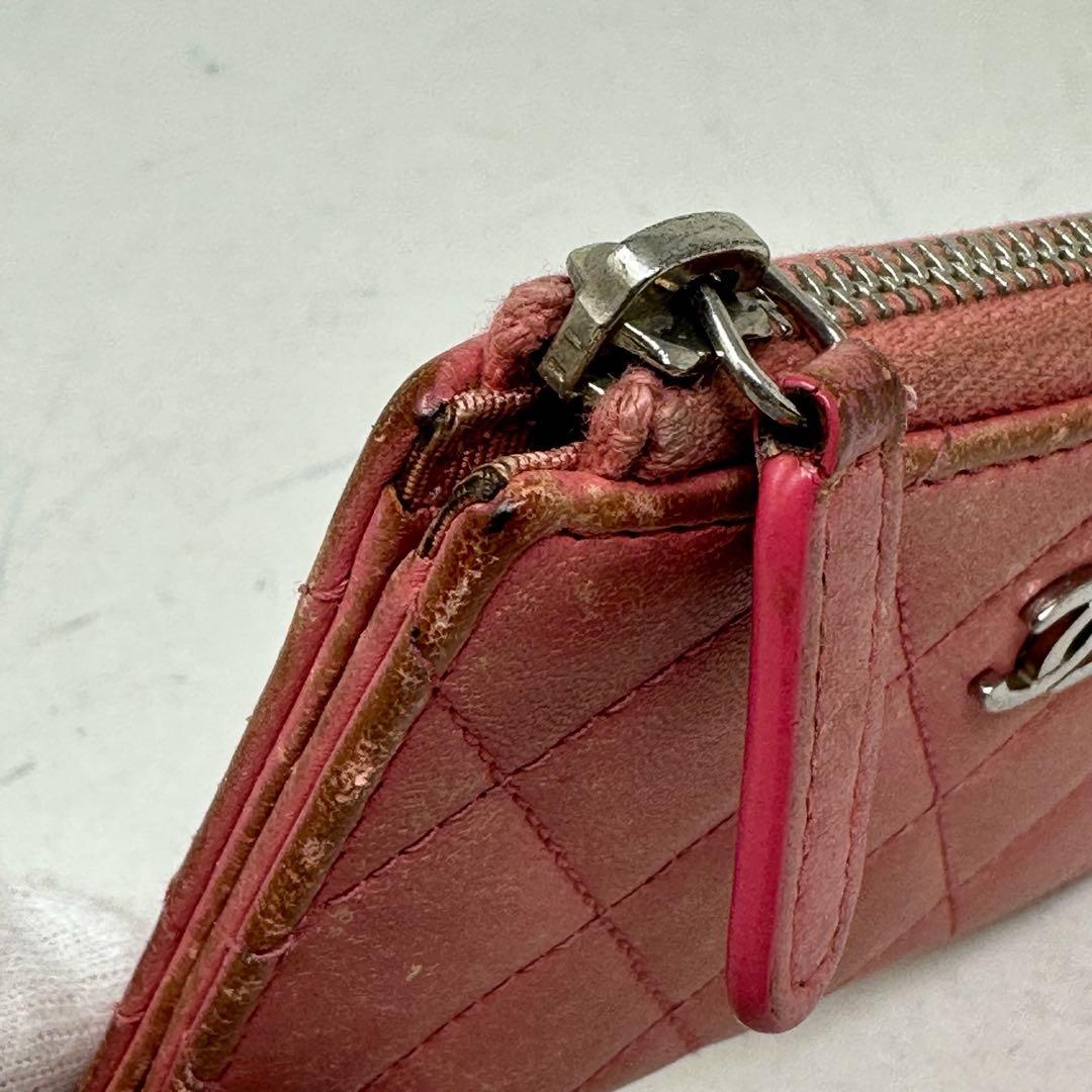 CHANEL シャネル ラムスキン ケース 小銭入れ ホルダー付き w8