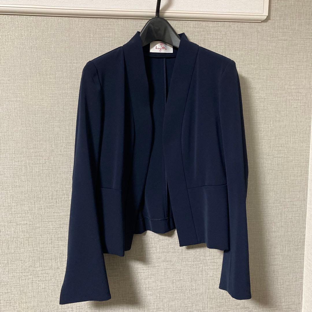 ケイミー kay me スマートストレッチ ボレロ丈ジャケット ネイビー 9号