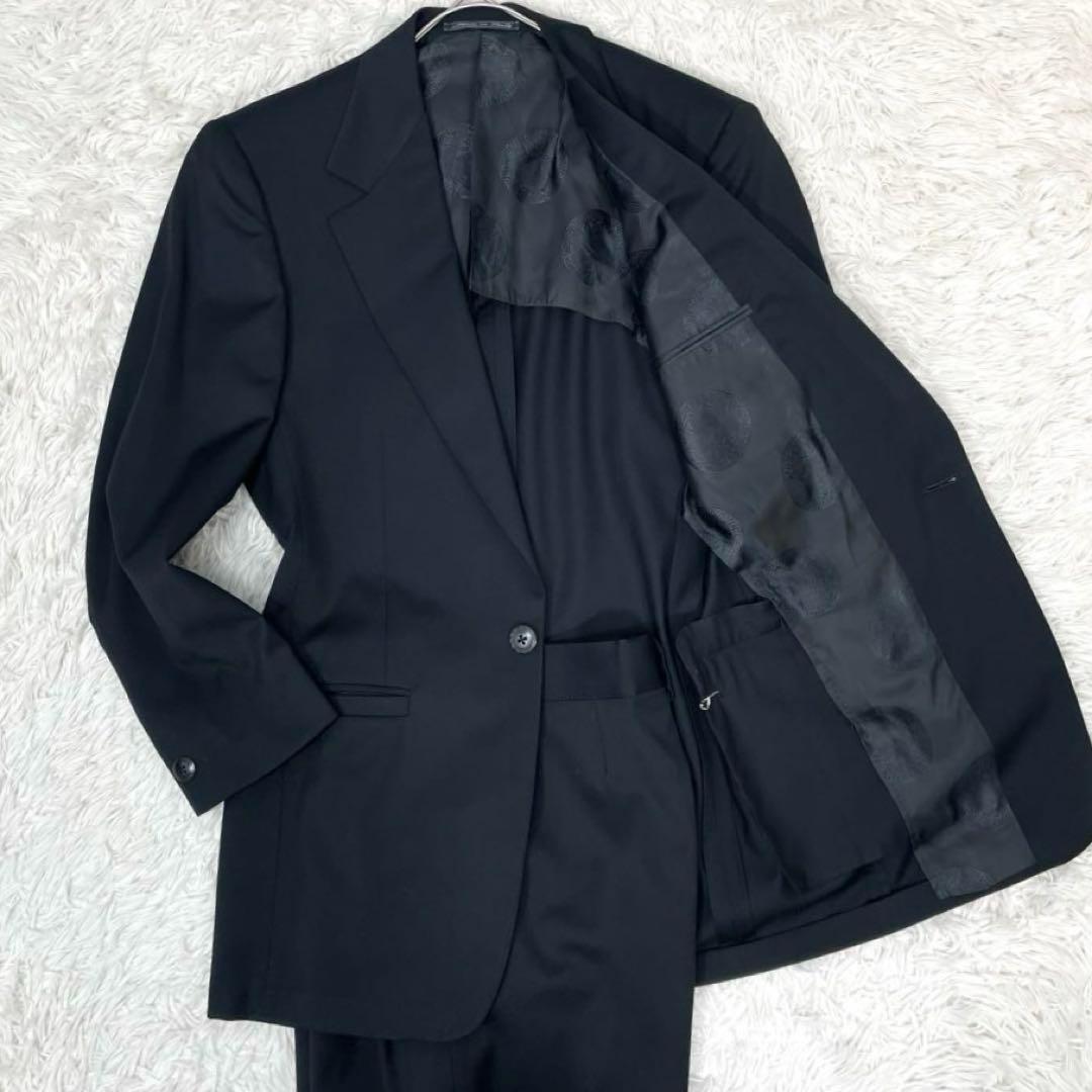 美品✨ヴェルサーチ スーツ セットアップ ストレッチ 裏地メデューサ 背抜き 黒