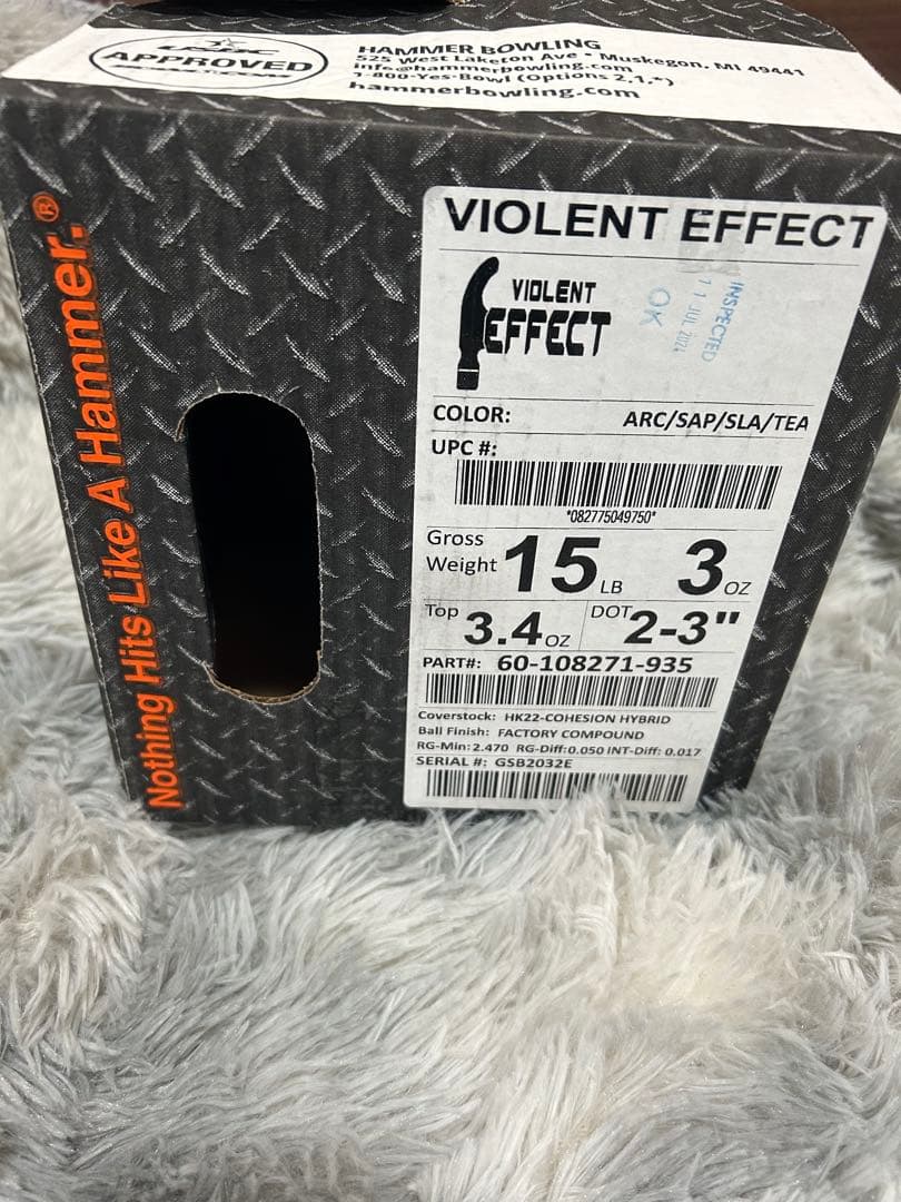 HAMMER VIOLENT EFFECT ボウリングボール 15ポンド