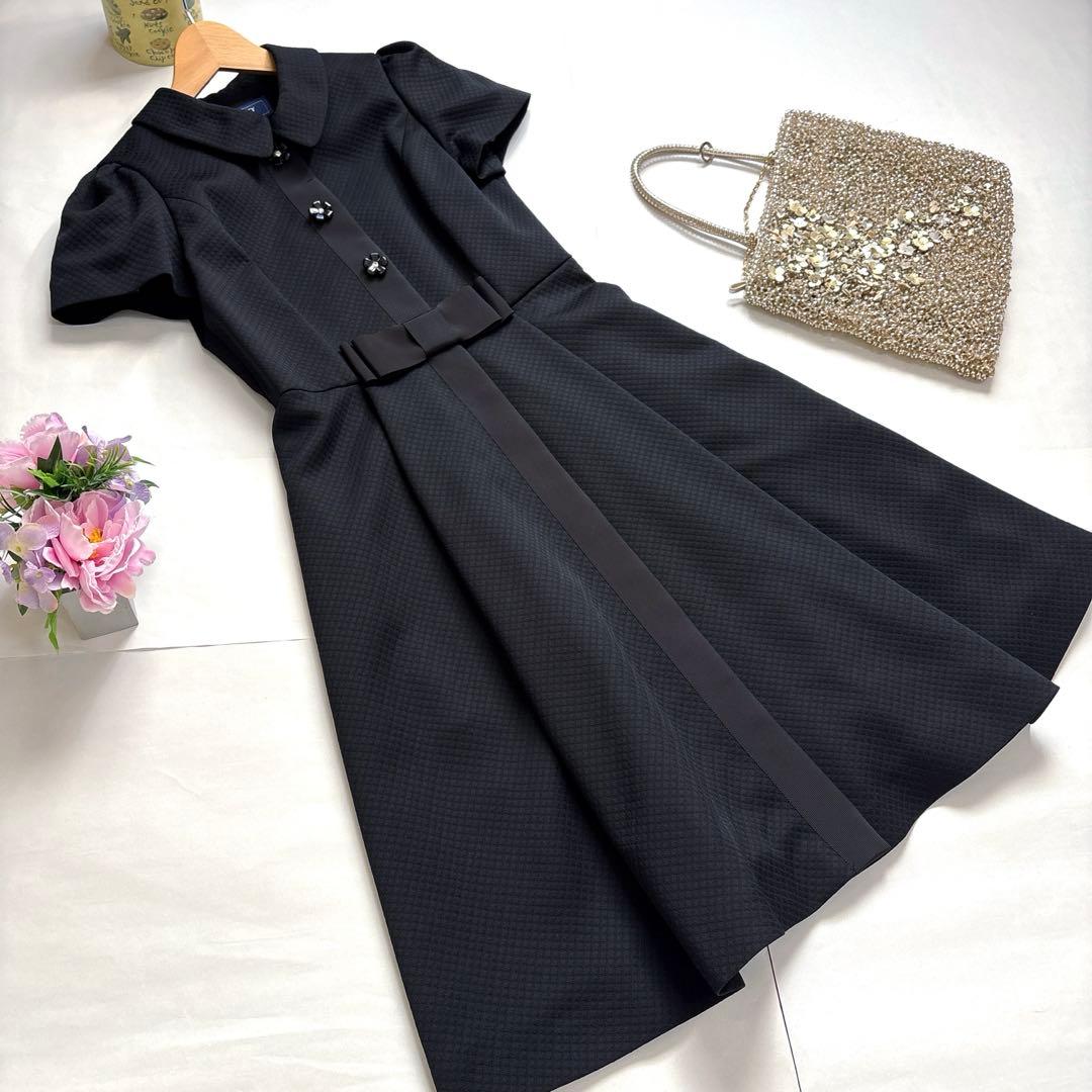 新品 M'S GRACY 2025春 花ボタン付き正統派ワンピース ブラック36