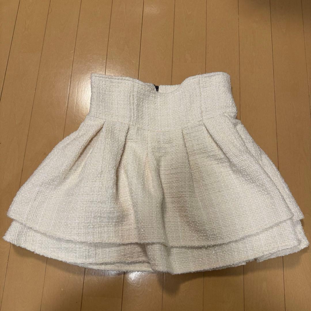 ミシェルマカロン ファンシーツイード美脚スカート ホワイト
