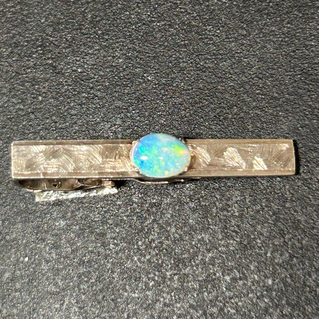 1015サトゥルヌスさん 18K刻印　シルバーに天然石オパール　ネクタイピン・タ