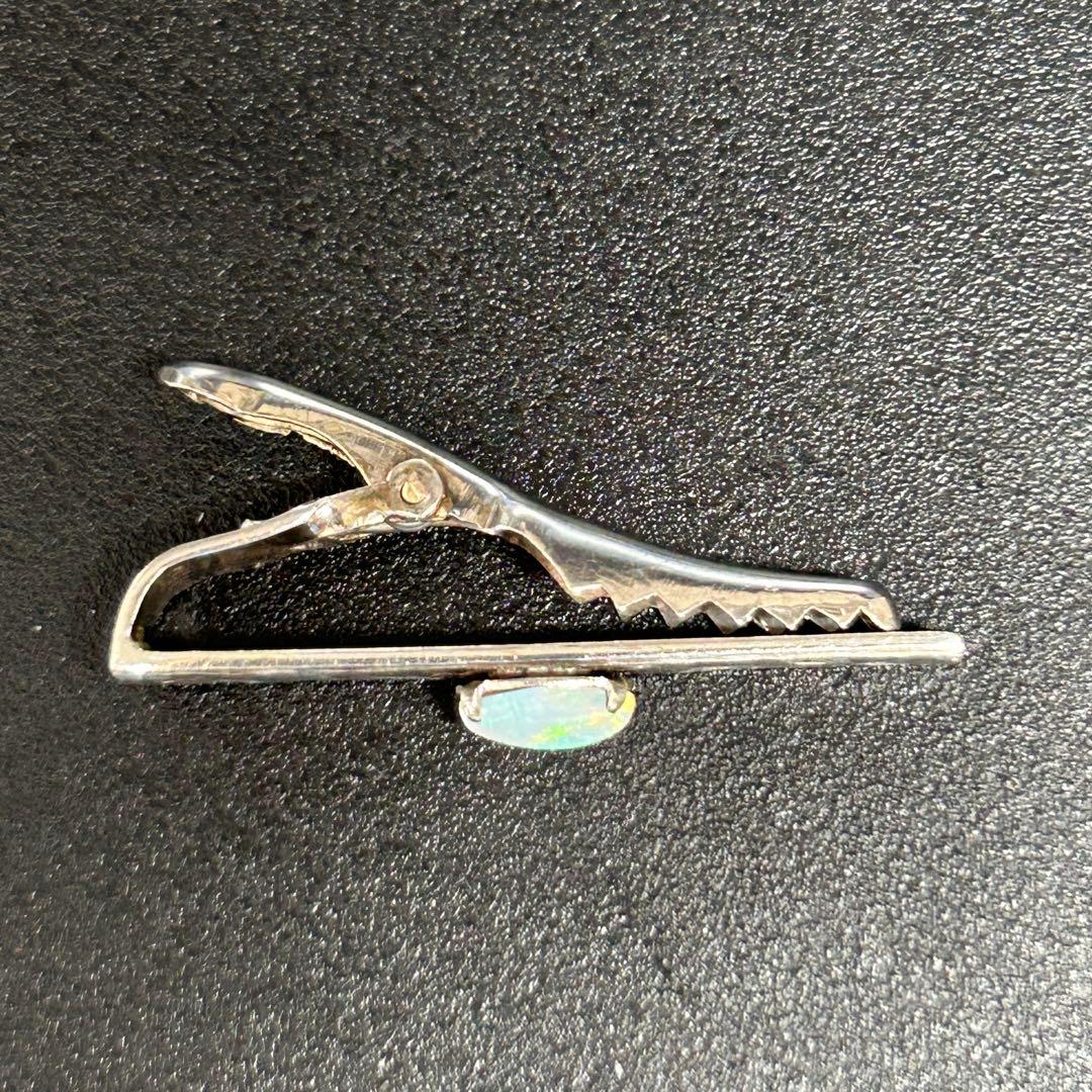 1015サトゥルヌスさん 18K刻印　シルバーに天然石オパール　ネクタイピン・タ