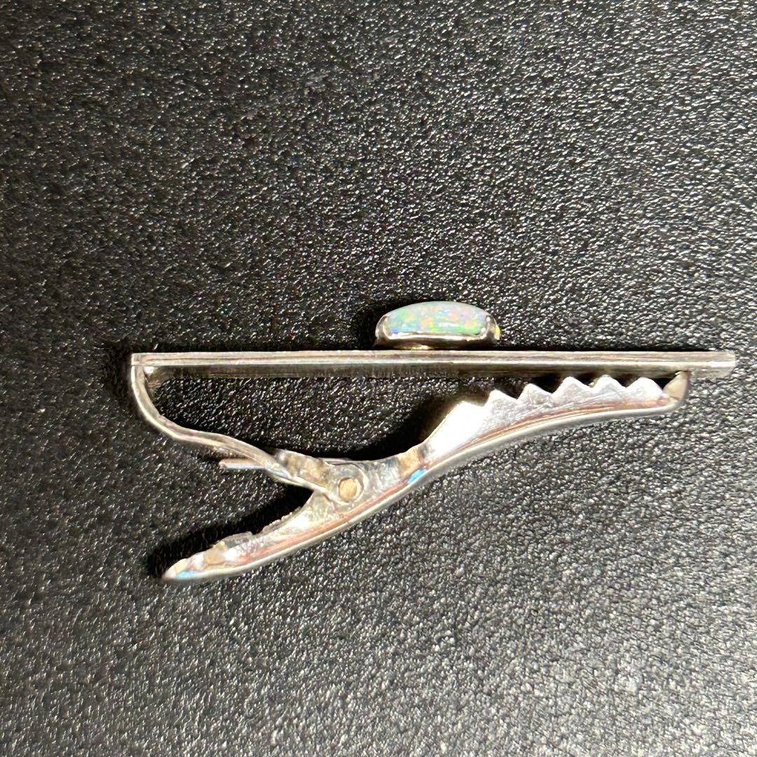 1015サトゥルヌスさん 18K刻印　シルバーに天然石オパール　ネクタイピン・タ