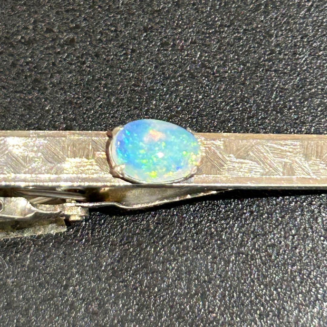 1015サトゥルヌスさん 18K刻印　シルバーに天然石オパール　ネクタイピン・タ