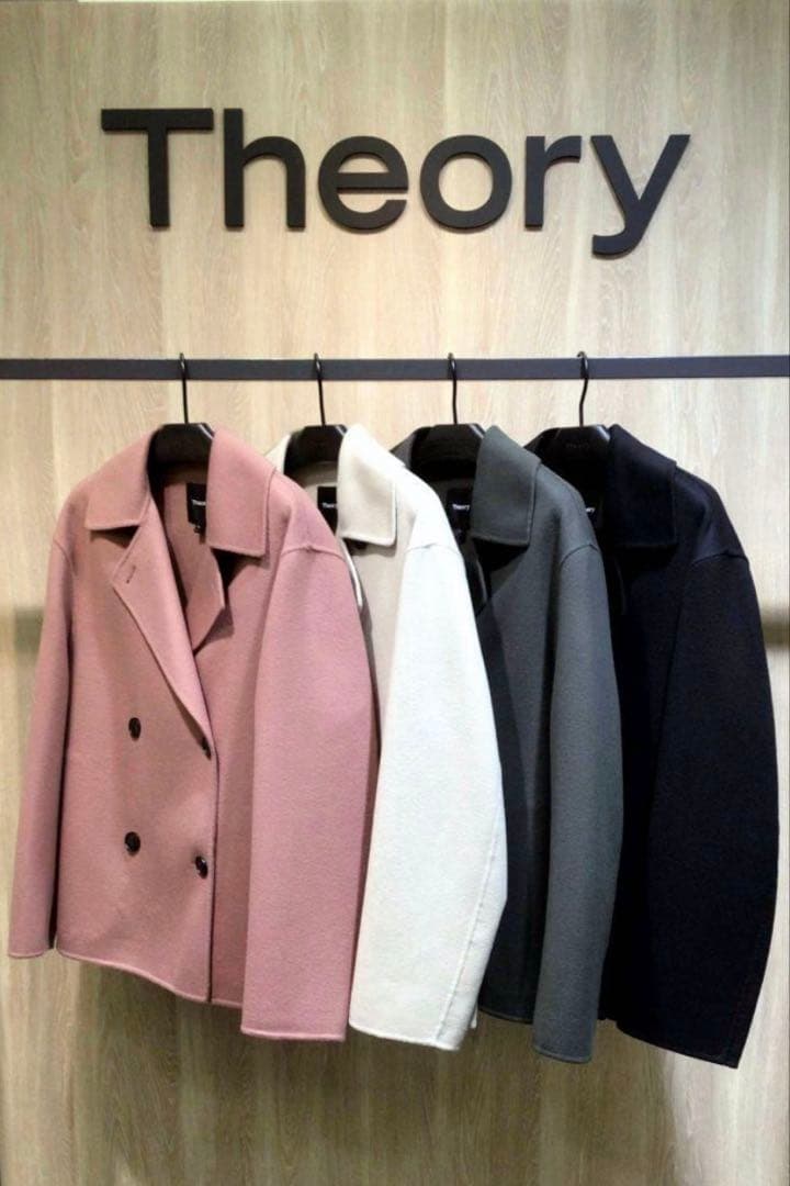 Theory 21aw ダブルフェイスピーコート ウール カシミア ピンク