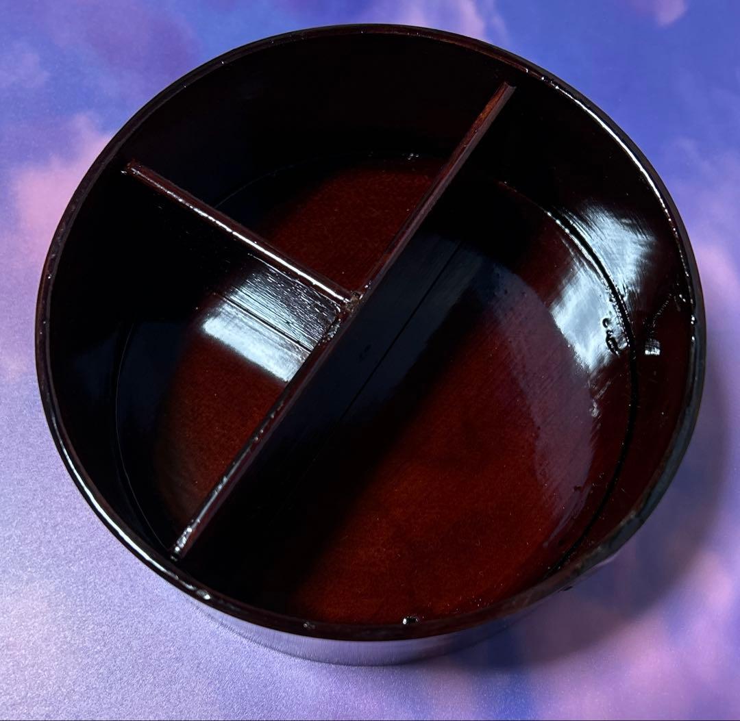 未使用品 井川メンパ 漆器 丸型 仕切り付きお弁当箱 丸型 1号 望月良秋