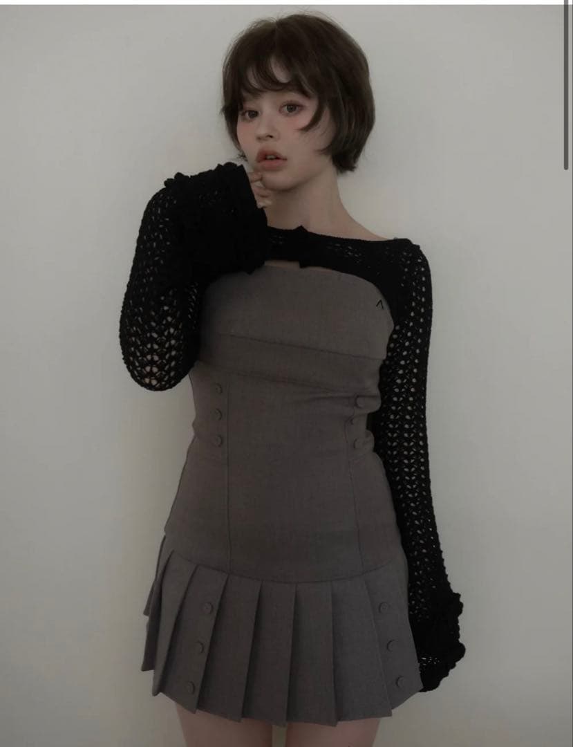 ワンピース Grenda pleats set mini dress Andmary