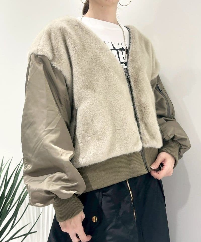 RISLEY リズレー　Vネックファーブルゾン