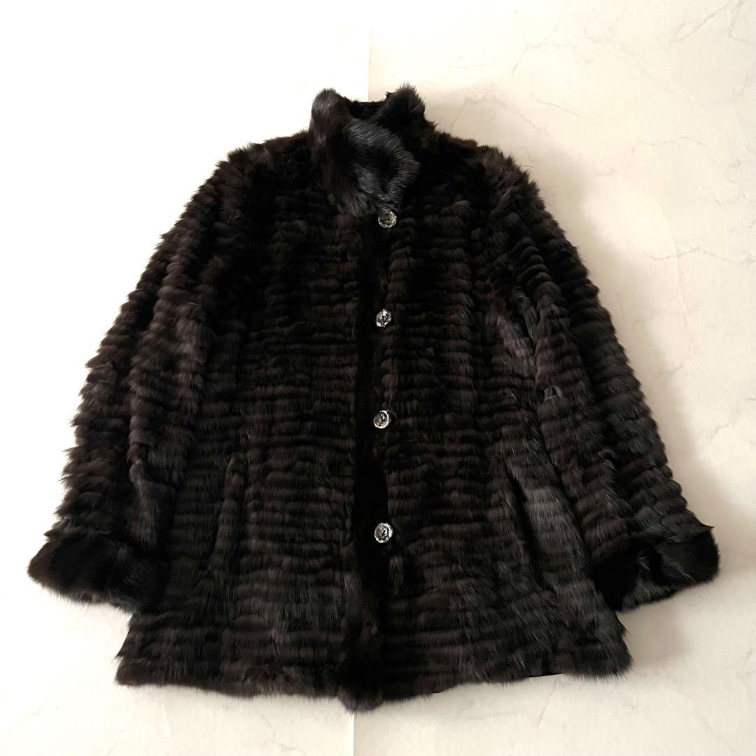 極美品 ロイヤルチエ ロシアンセーブル リバーシブル コート 毛皮 11号