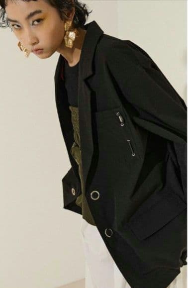 OMMO DRAWSTRING BACK ZIP JK　ブラック