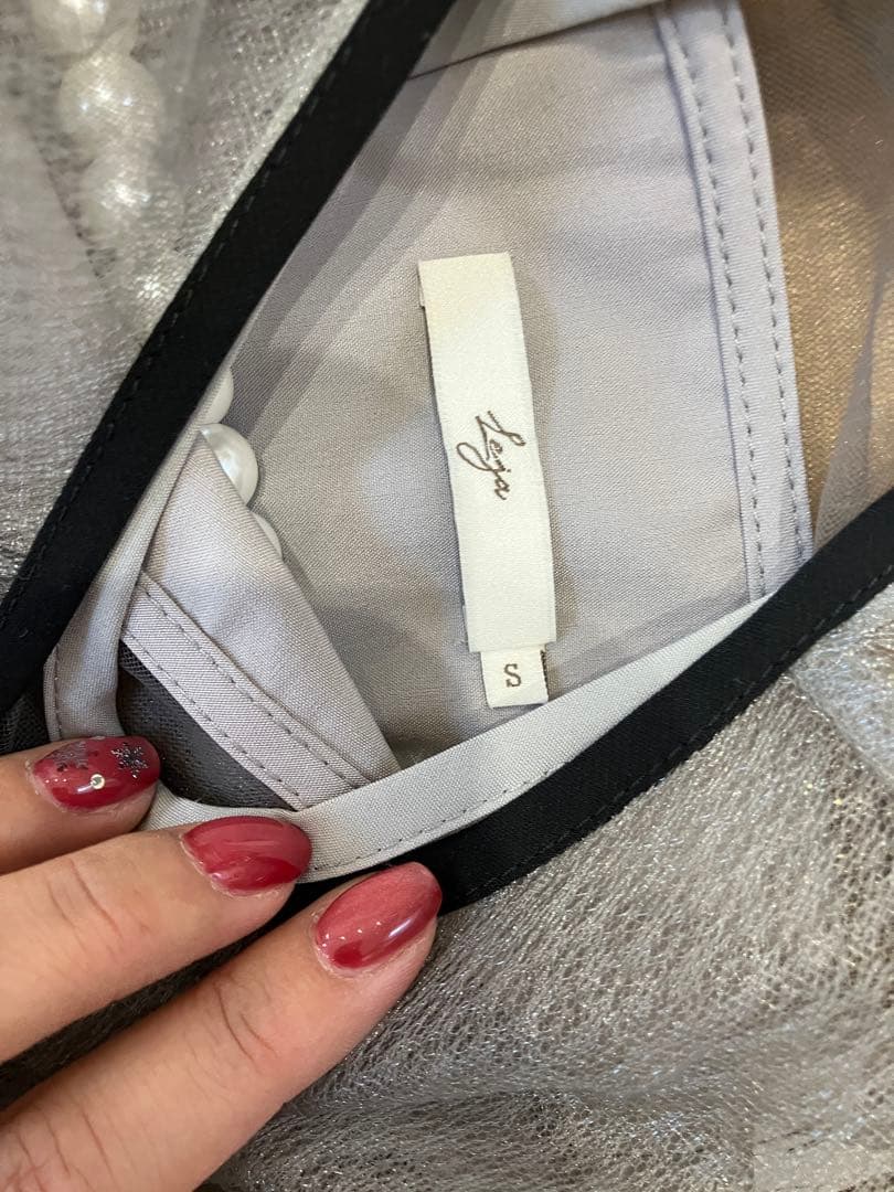 (*中様 【LEJA】チュールパイピングリーフベルトAラインドレスワンピース 2